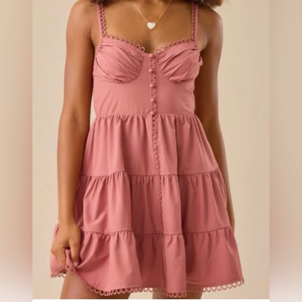 Altar'd State Blush Pink Tiered Mini Dress